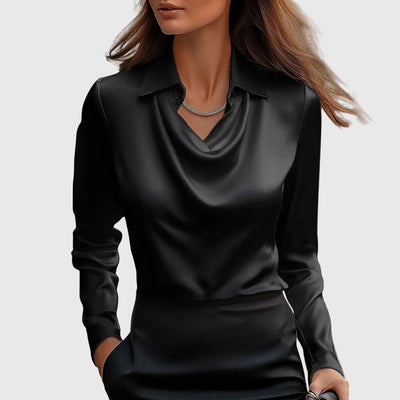 Candice™ – Pleated Shine Blouse for Quiet Confidence