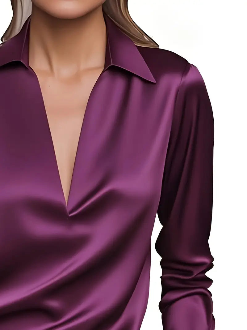 Naya™ – Elegant V-Neck Blouse for Day-to-Night Confidence