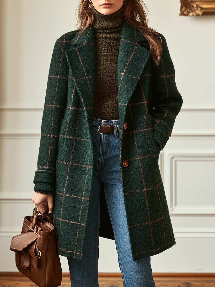 Kaitlyn™ – Retro Plaid Coat for Timeless Elegance